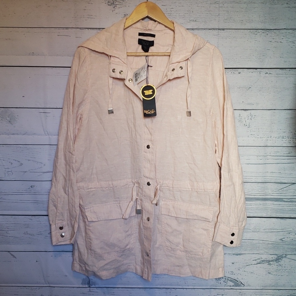 Rachel Roy 100% linen hooded Jacket